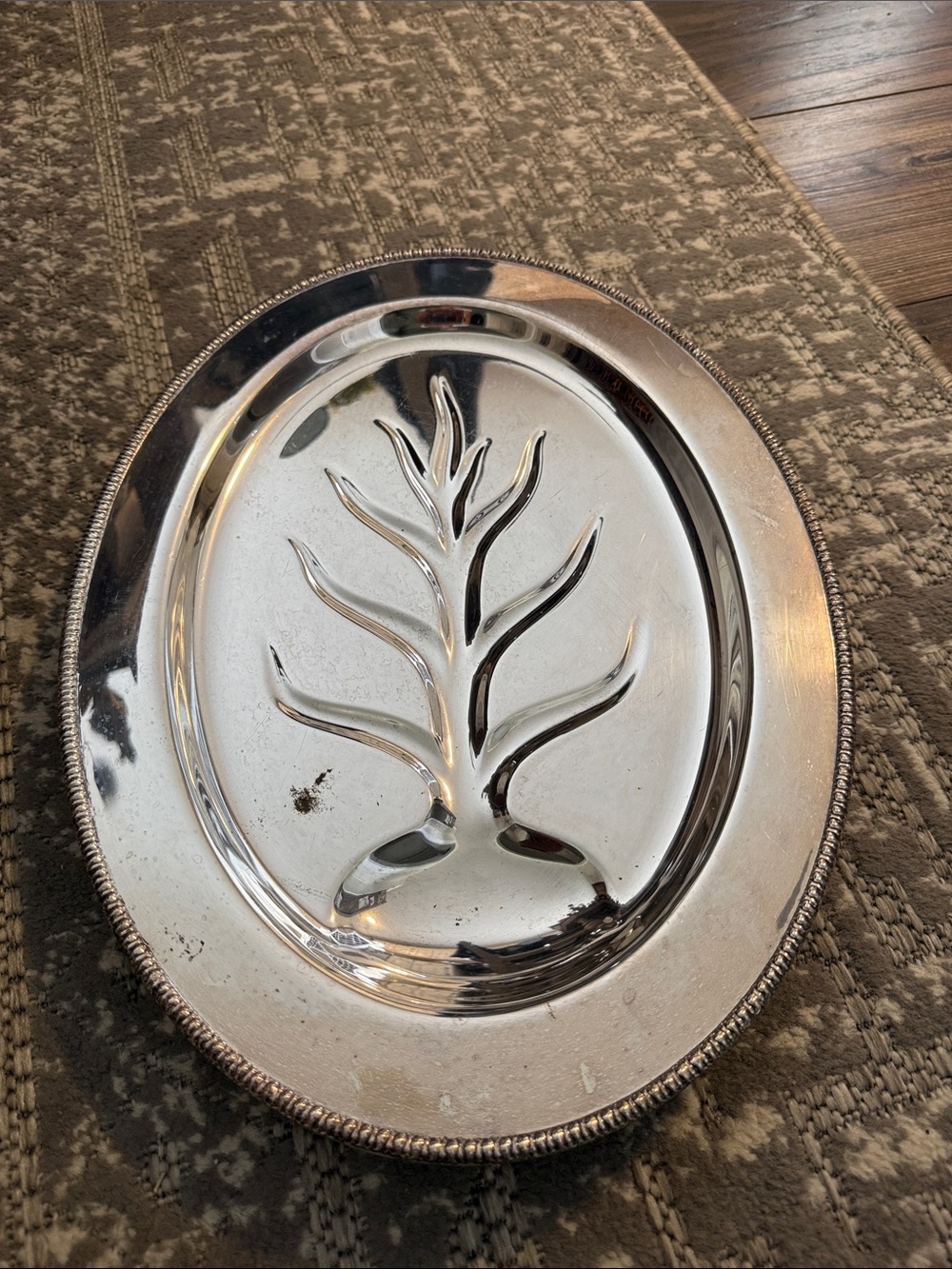 Wm Rogers Silverplate Tray Meat Platter with Tree Motif